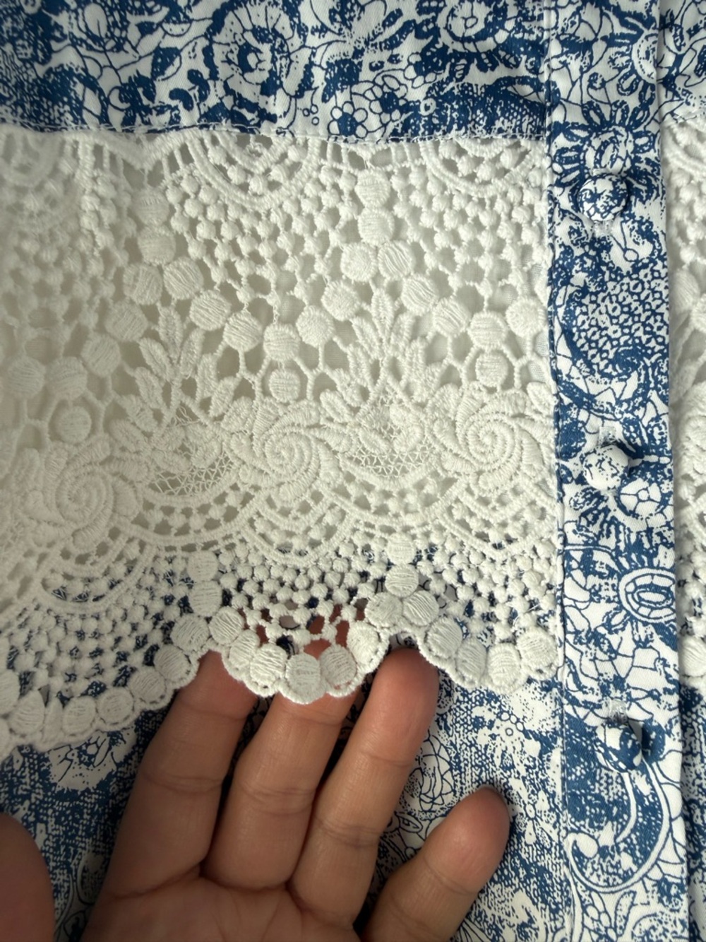 ๐ Hyacinth House for Tuckernuck Lace Trimmed Emmie Mini Dress Blue White XXL - Picture 12 of 15